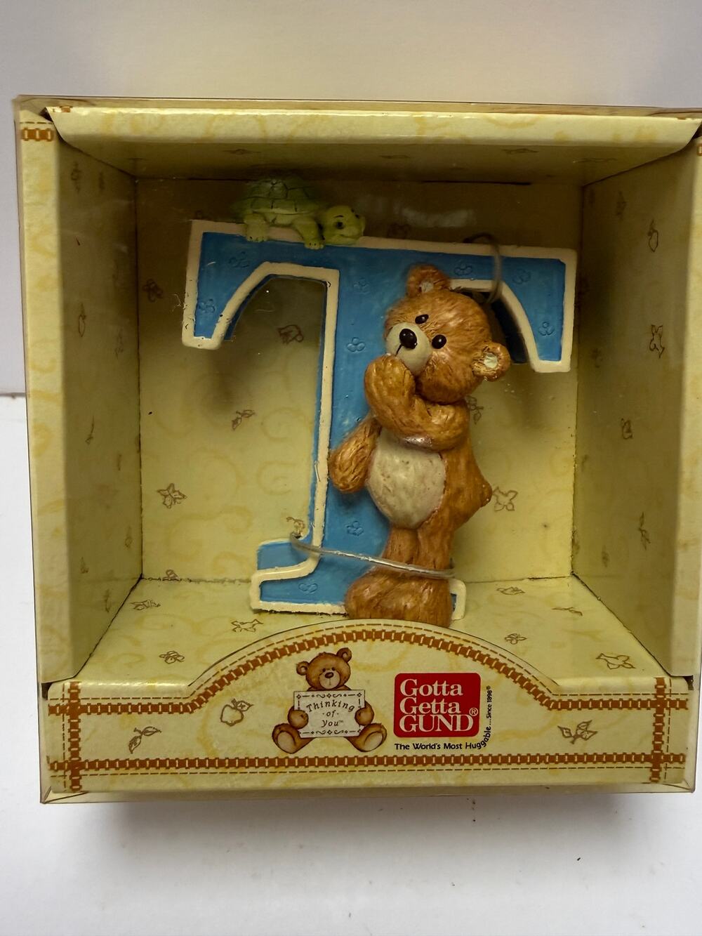 Vintage Gund Thinking Of You Letter T Teddy Bear Display Figurine 1998
